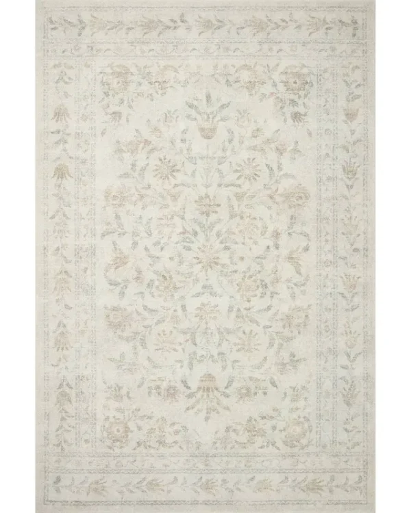 Rifle Paper Co. x Loloi 7'6" x 9'6" Lily Yellow/Green/Pink Large Courtyard Feat. CloudPile COU-01 Area Rug