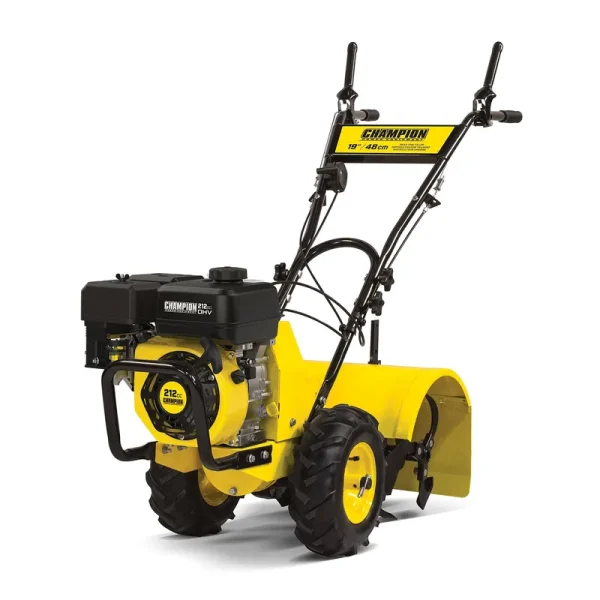 Champion Power Equipment 19-inch Counter Rotating Rear Tine Tiller with Self-Propelled Agricultural Tires