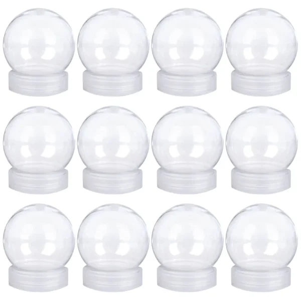 Aweyka 12 Pieces DIY Water Globe Snow Globe 2.7 inch (69mm) Height Clear Pet Plastic with Screw Off Cap for DIY Crafts Christmas Decoration
