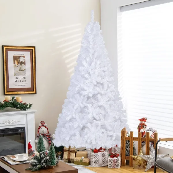 BestComfort 7ft White Christmas Tree, Artificial Xmas Decoration Tree with 950 PVC Branch Tips, Metal Stand, Dreamy Holiday Festive Celebration Tree