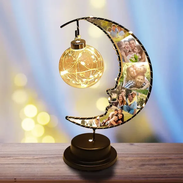 Qingxily Personalized Moon Light with 6 Picture, Custom Photo Moon Lamp, Customized Night Light Lamp, Valentine's Day, Father's Day, Mother's Day,
