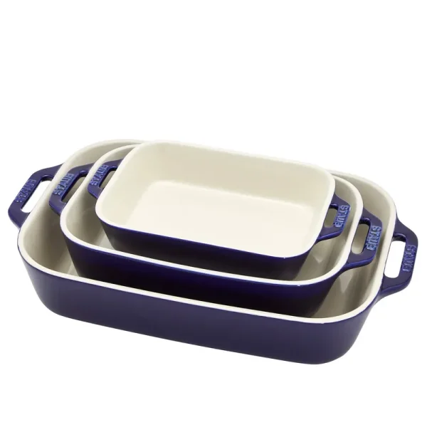 Staub 3-Piece Rectangular Baking Dish Set ,Dark Blue