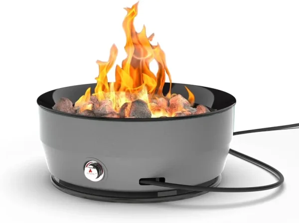 Outland Living Large Outdoor Propane Gas Fire Pit for Outside, 60, 000 BTU/H, 24 in with Lid - Modern Lake Country 800 Fire Bowl Firepit for Patio, Graphite Gray