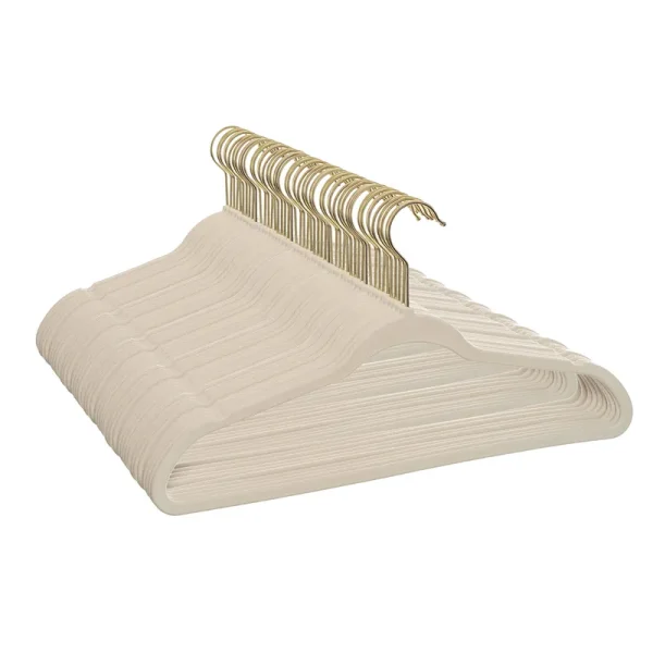 Better Homes & Gardens Non-Slip Velvet Clothing Hangers, 50 Pack, Beige, Space Saving