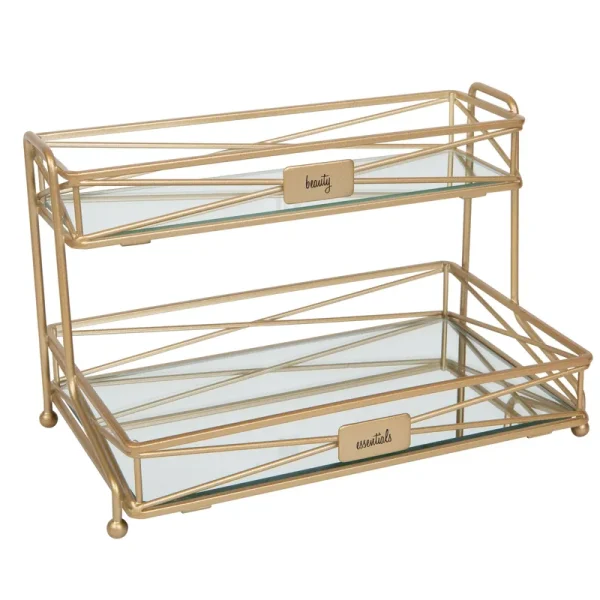 Home Details 2 Tier Vanity Tower - Satin Gold