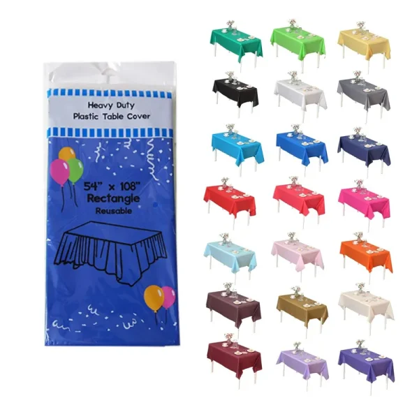ES 12-Pack Royal Blue Plastic Table Covers 54x108" Tablecloth Reusable