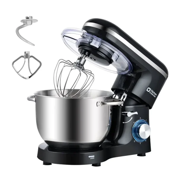 Kitchen in the Box Tilt - Head Stand Mixer, Electric Kitchen Mixer with 6.5QT Stainless Steel Bowl, 660W Food Mixer with 6 - Speed, Black