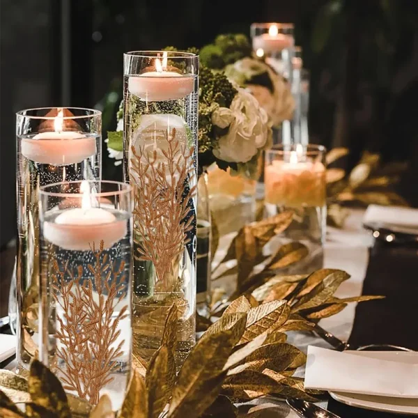 36pcs Faux Flowers for Floating Candles, Floating-Effect Flowers for Vase Filler, Cylinder Vase Fillers Centerpiece Table Decorations for Wedding,