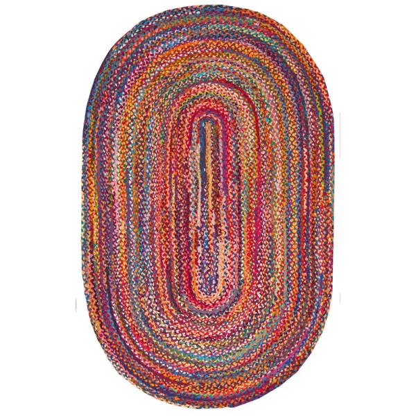 Waterford Handmade Braided Cotton Multicolor Area Rug Zipcode Design Rug Size Oval 5' x 8'