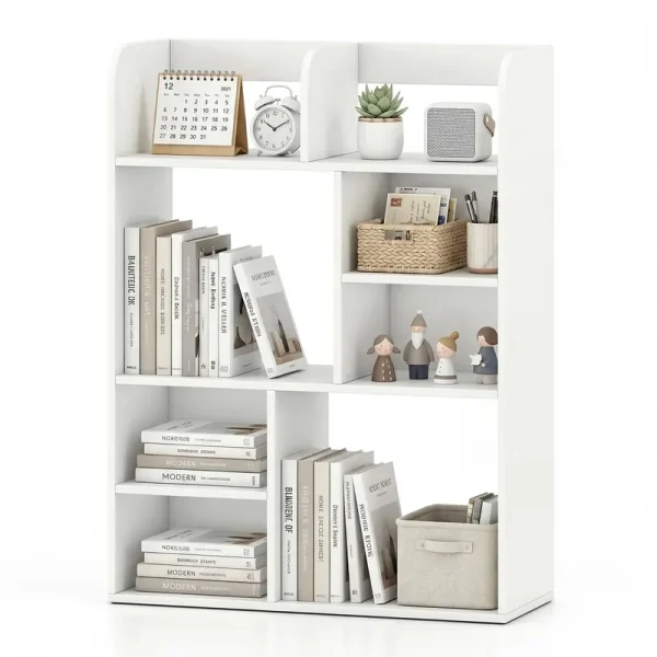 Tangkula Desktop Display Rack with 4 Open Shelves & 4 Cubes