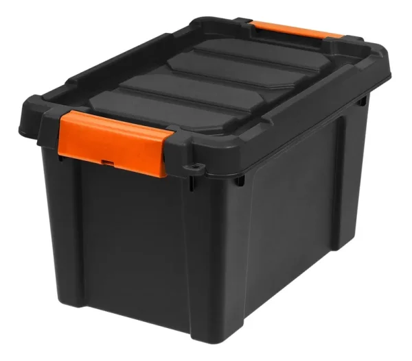 Iris 22 Qt. Heavy Duty Plastic Storage Box in Black