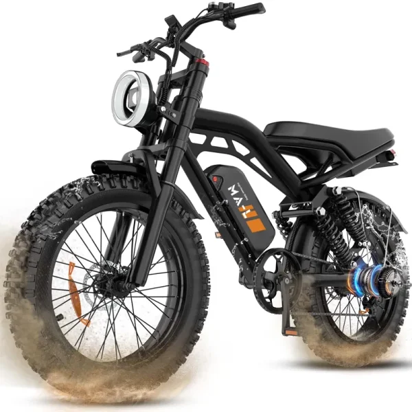MA - L 1500W Peak Electric Bike for Adults, 48V 15ah Battery, 20" x 4" Snow Fat Tire, Full Suspension, Shimano 7 - Speed, E - Mountain Bike, UL2849