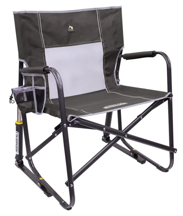GCI Outdoor Freestyle Rocker XL Heavy Duty Portable Folding Camping Chair, Pewter Gray