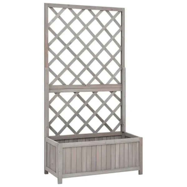 vidaXL Garden Trellis Planter Gray 27.6inx11.8inx53.1in Solid Firwood