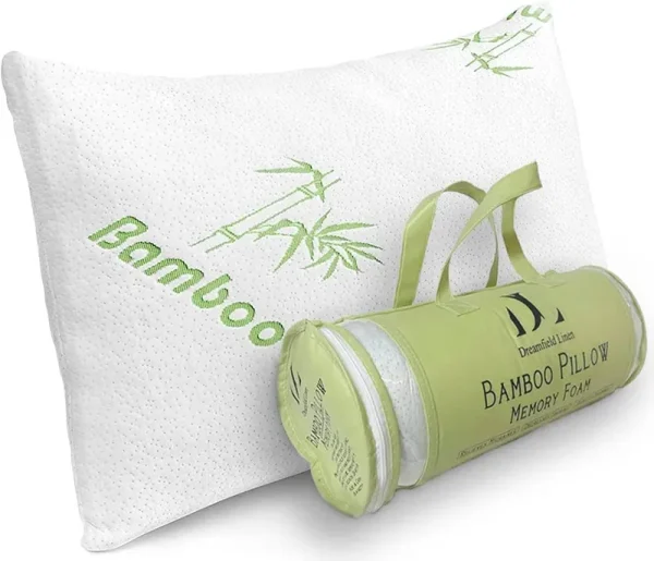Bamboo Pillow King 20" x 36" Shredded Memory Foam for Sleeping - Ultra Soft, Cool & Breathable Cover with Zipper Closure - Relieves Neck Pain,