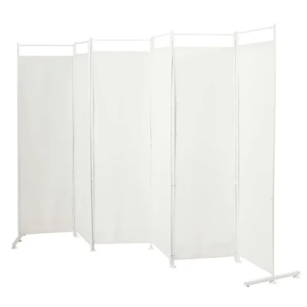 Spaco 6 - Panel Room Divider Folding Privacy Screen, Privacy Screen with 7 Large Adjustable Foot Pads and 2 Support Tubes, Room Divider for Indoor As Home, White