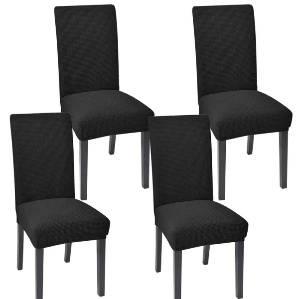 Aertiavty Chair Covers for Dining Room Set of 4 Chair Seat Cover for Dining Room Kitchen, Parsons Chair Covers Dining Chair Slipcover, Bla, Black