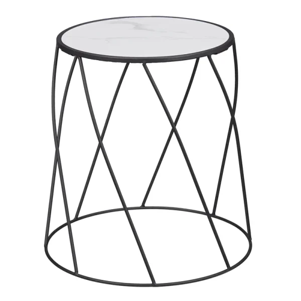 Better Homes & Gardens 15 inch Round Matte Black Faux Marble Top Plant Stand, Size: 14.33