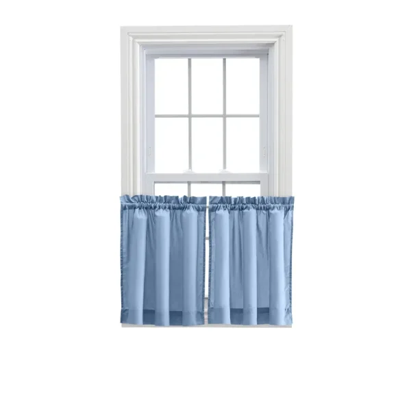 Ellis Curtain Stacey 56-by-30 inch Tailored Tier Pair Curtains, Slate, 56x30