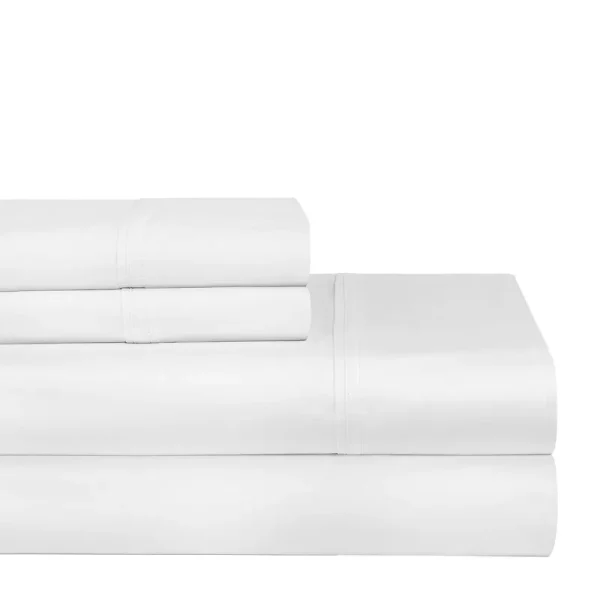 Pointehaven 400-Thread Count Pima Cotton Deep-Pocket Sheets, White, Queen