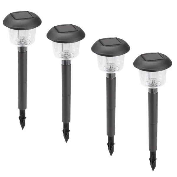 Luminar Outdoor 13 in. Solar LED Matte Black Finish Pathway Lights, 4 Pack 61444