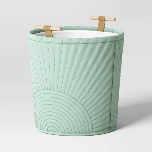Floor Quilted Kids' Storage Basket Teal Green - Pillowfort