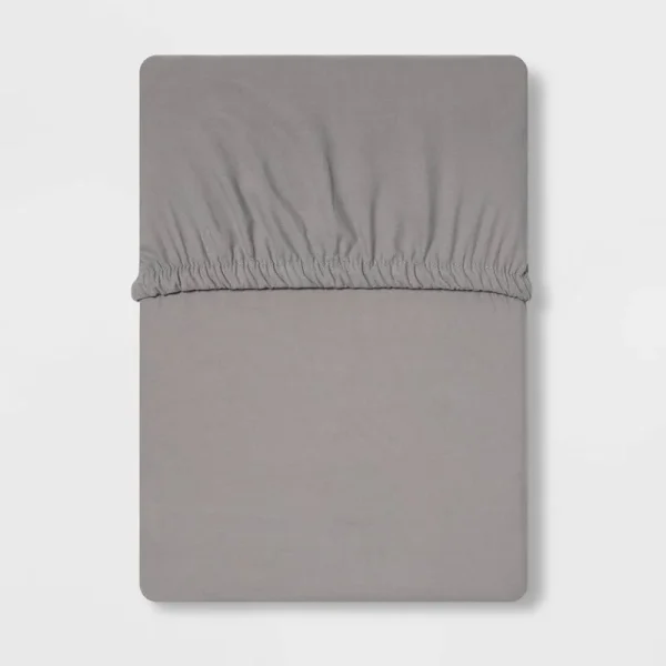 Twin 300 Thread Count Ultra Soft Fitted Sheet Gray - Threshold