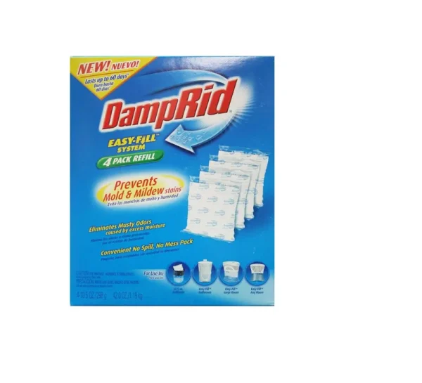DampRid FG92 Moisture Absorber Easy-Fill System Refill 4-10.5-Ounce Packets