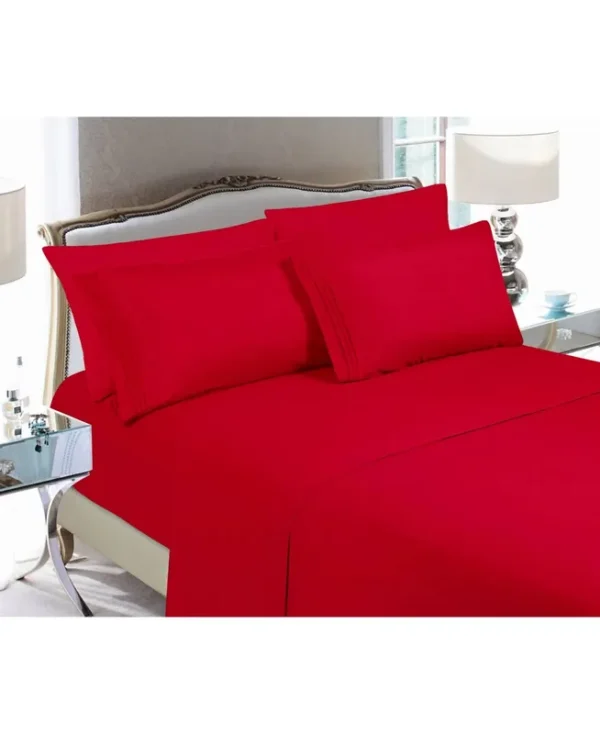 Elegant Comfort Luxury Soft Solid 4 Pc. Sheet Set Queen - Red