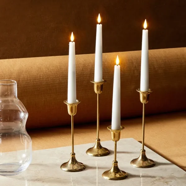 Lamplust Flameless Taper Candles: Realistic 3D Flame with Wick, 7in, Ivory Real Wax, Flickering Flameless Candle LED, Remote Control Batteries