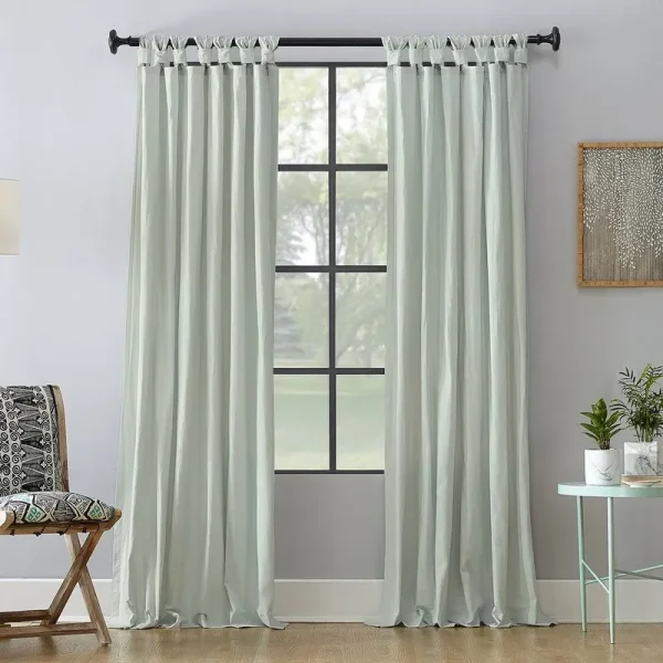 Okeelanta Washed Casual Solid Semi-Sheer Tab Top Single Curtain Panel August Grove Curtain Color: Seafoam Size per Panel: 52