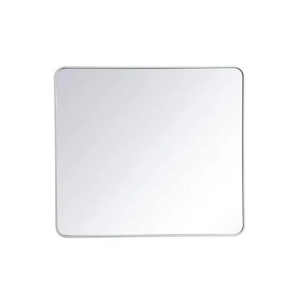 Timeless Home 40 in. H x 36 in. W White Modern Soft Corner Rectangular Wall Mirror