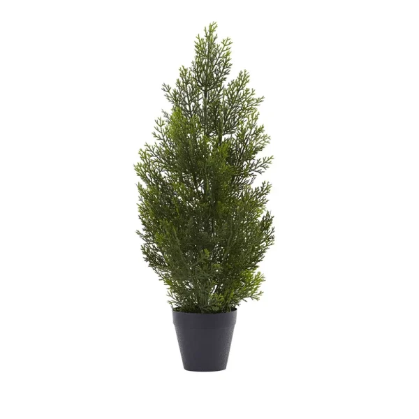 Nearly Natural Mini Cedar Pine Tree, Size: 13W x 11D x 24H, Green