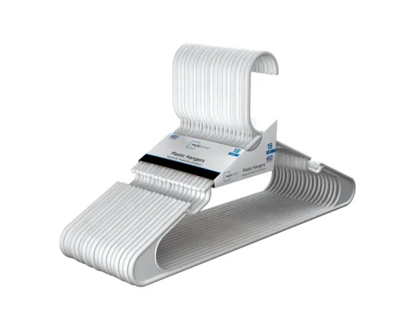 Mainstays Clothing Hangers, 50 Pack, White, Durable Plastic - 18
