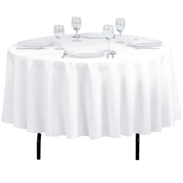 Linentablecloth 90-Inch Round Polyester Tablecloth White
