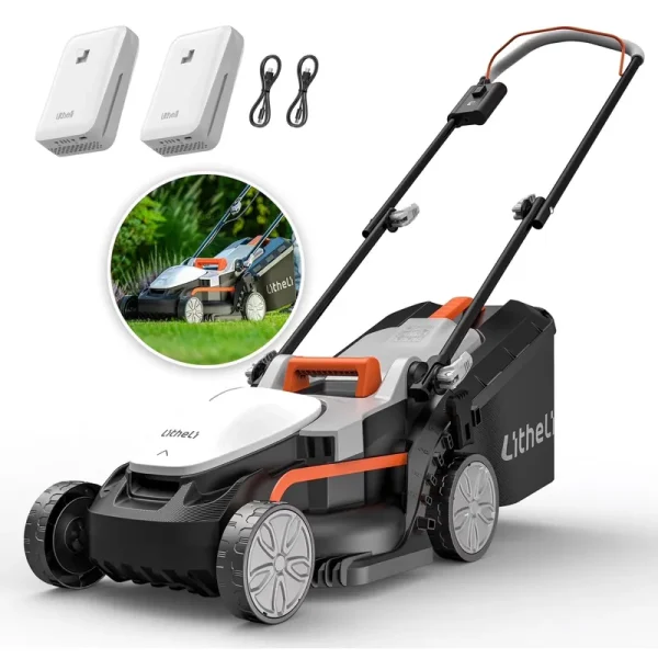 Litheli Cordless Lawn Mower, U20 Series 20V Electric Lawn Mowers, 13 in, Adjustment Heights, Light Weight, with 2*2.0ah Portable Battery, for Garden/Yard/Farm