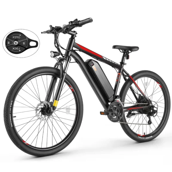 Elifine 26" Electric Bike for Adults 350W Electric Mountain Bike with 36V 10.4ah Removable Battery, LCD, Lockable Suspension Fork, 5 Riding Modes, 21 Speed Commuter Ebike, UL2849