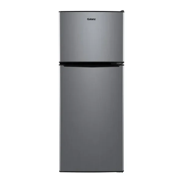 Galanz 4.6. Cu ft Stainless Steel Look, 2-door Estar Compact Fridge with Freezer, Silver