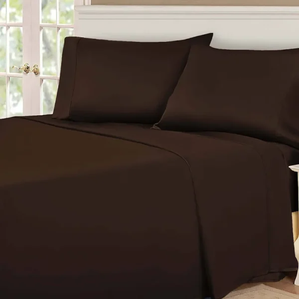 Superior 530 Thread Count Egyptian Cotton Queen Sheet Set Solid Chocolate