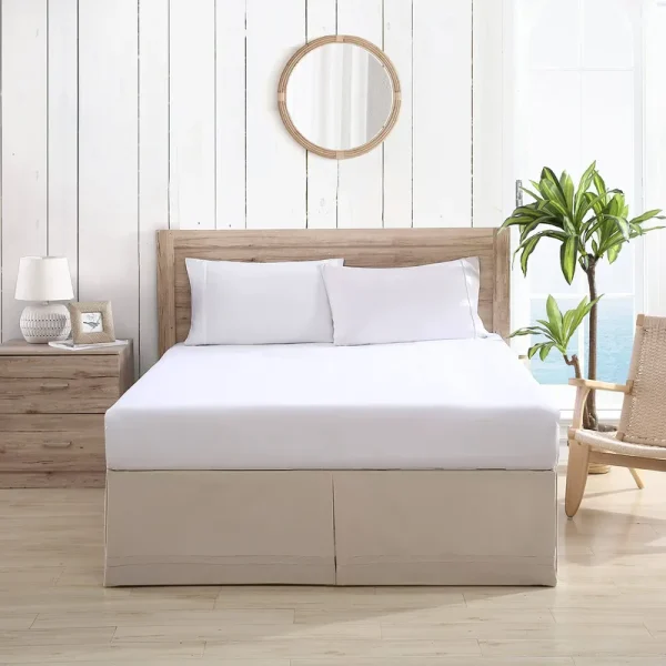 Tommy Bahama Solid Tailored Cotton Bed Skirt, King, Beige