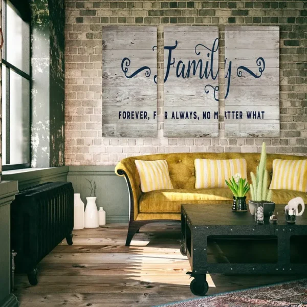 A Premium 'Family Forever for Always' Textual Art Multi-Piece Image On Canvas Gracie Oaks Size: 24