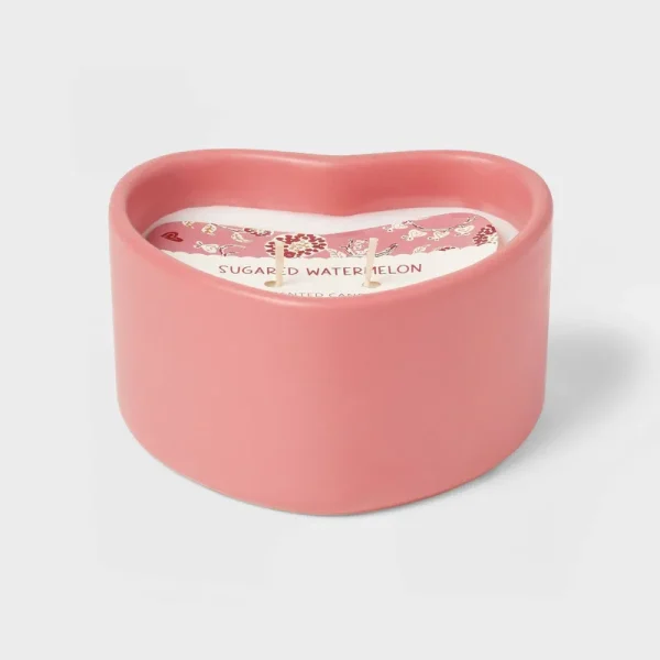 Threshold Accents | Target Threshold Sugared Watermelon Ceramic Heart Shaped Candle | Color: Pink | Size: 8oz | Dealswithtiff's Closet