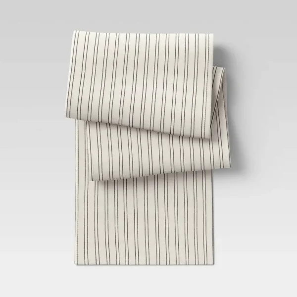 72" x 14" Cotton Striped Table Runner Natural - Threshold