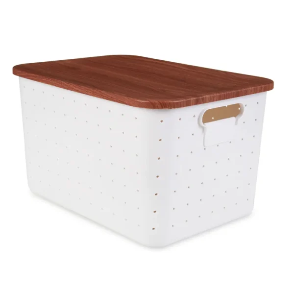 Pen+gear Plastic Storage Box with Lid, Large, White, Size: 13.9 inch x 10.12 inch x 8.15 inch