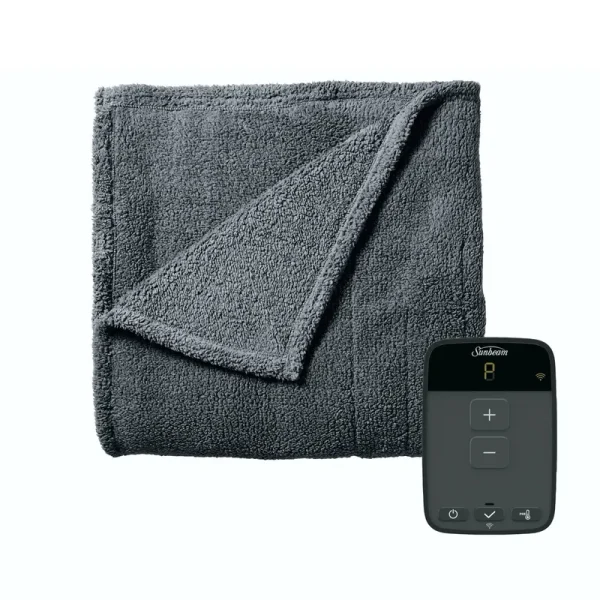 Sunbeam Full Size Electric LoftTec Heated Blanket in Slate with Wi-Fi Connection