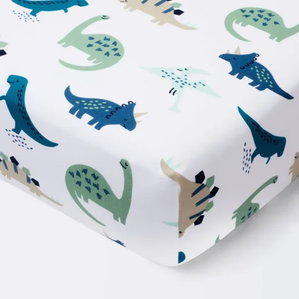 Cloud Island Dinos Cool Blue Green Fitted Crib Sheet | Target