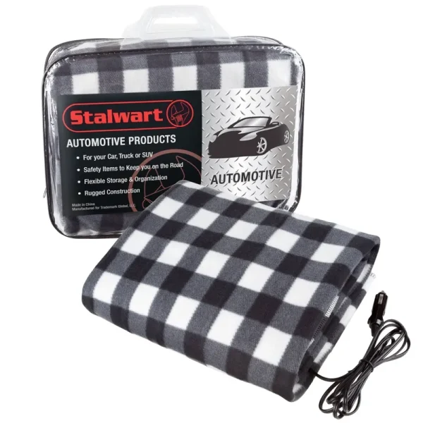 Stalwart Electric Car Blanket- Heated 12V Polar Fleece Travel Throw for Car, Truck & RV