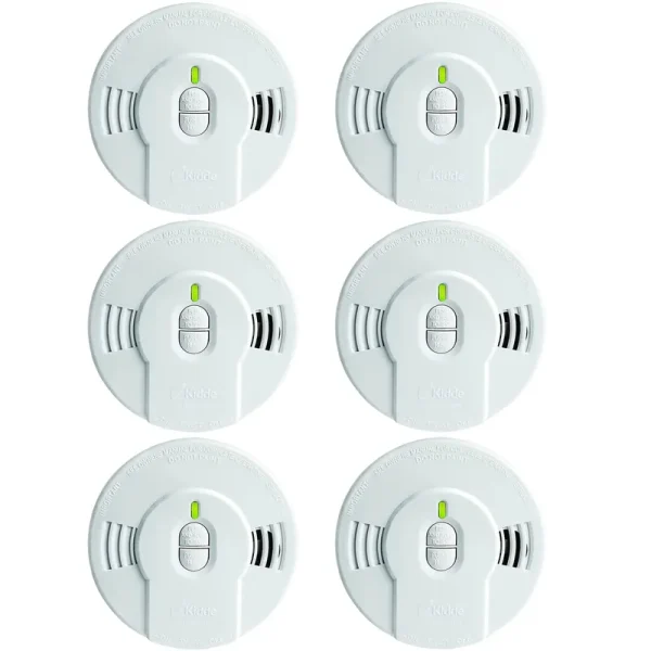 Kidde Smoke Detector with Lithium Battery, LED Lights & Replacement Alert, Pack of 6