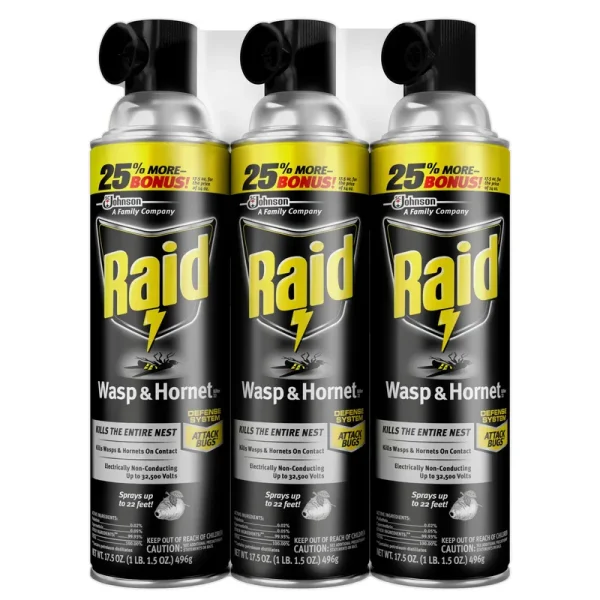 Raid 3 Pack 17.5 Ounce Wasp & Hornet Spray