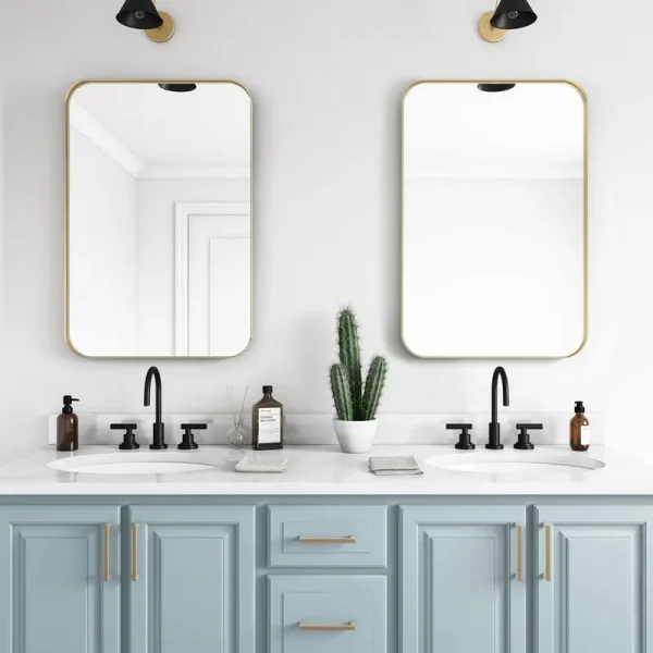 Weeksville Modern & Contemporary Bathroom / Vanity Mirror Orren Ellis Finish: Gold, Size: 36" x 24"